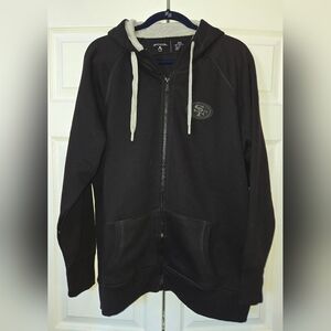 49ers NFL Black Zip-Up Hoodie w/Thumb Slit in Cuff - Size 2X